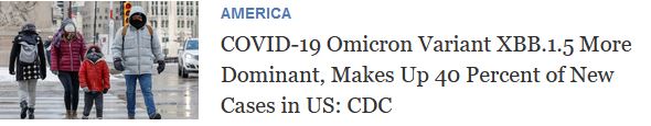 Omicron Variant XBB.1.5 - POS Pfizer Vaccine Injury - January 01, 2023
